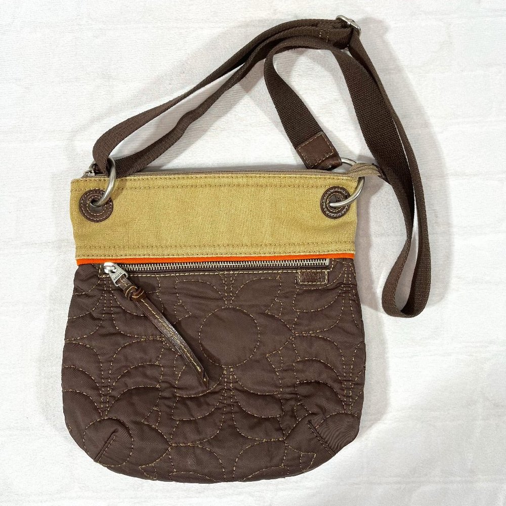 Fossil Key-Per Quilted Canvas Crossbody Purse / Bag